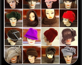 12 Patterns Crochet Pattern, Crochet Hat Patterns for Women, Crochet Patterns for Scarves, Permission to Sell Offline