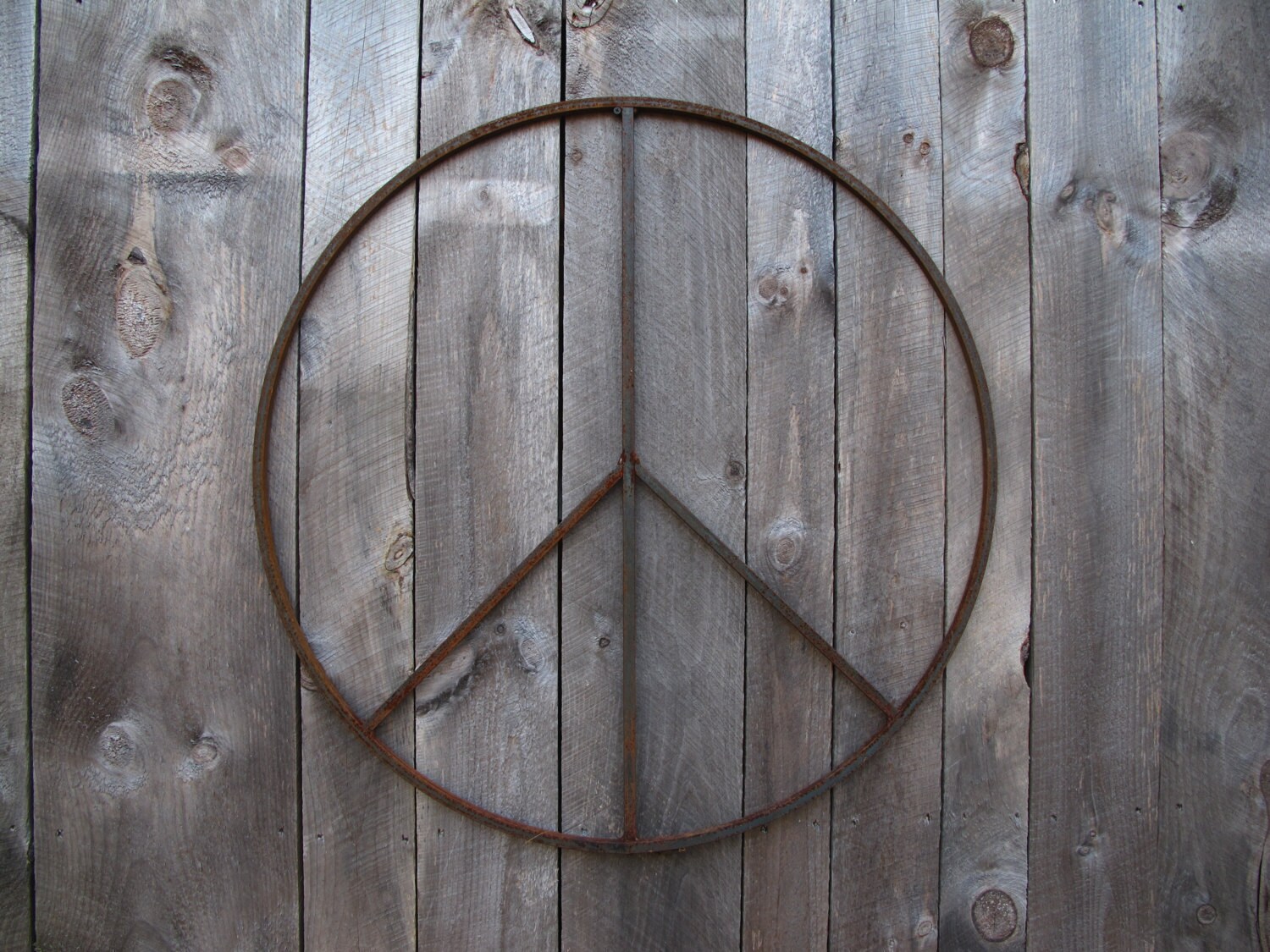 42 inch Giant Metal Peace Sign Wreath Wall Art indoor or