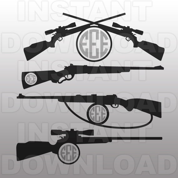 Rifles Monogram Hunting Gun SVG File Cutting Template-Clip Art