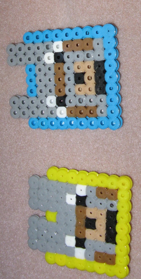 Items Similar To Set Of 2 Minecraft Perler Beads Wolf Magnets Yellow And Blue Collar On Etsy