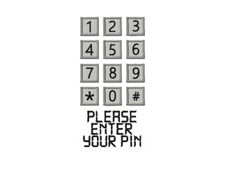DIGITAL FILE Machine Embroidery Please Enter Your Pin Pin Cushion Key Pad Telephone ATM in six popular formats *Now available in split files