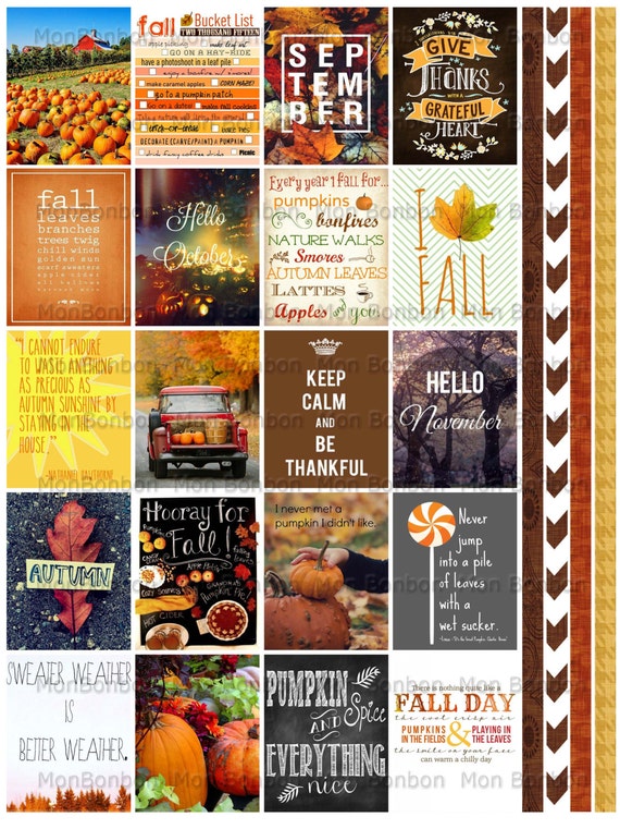 printable journal cards free Printable Autumn Planner Fall Stickers and monbonbon by Quote