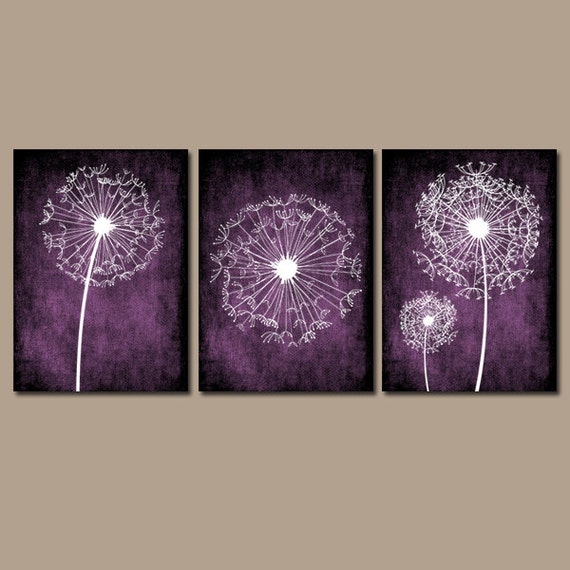 DANDELION Wall Art Purple Bedroom Canvas or Prints Bathroom