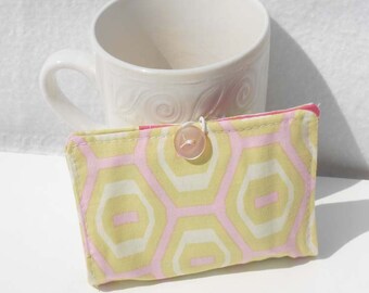 Tea Wallet, Tea Bag Holder, Fabric Wallet, Business Card Holder - Geometric Hexagons