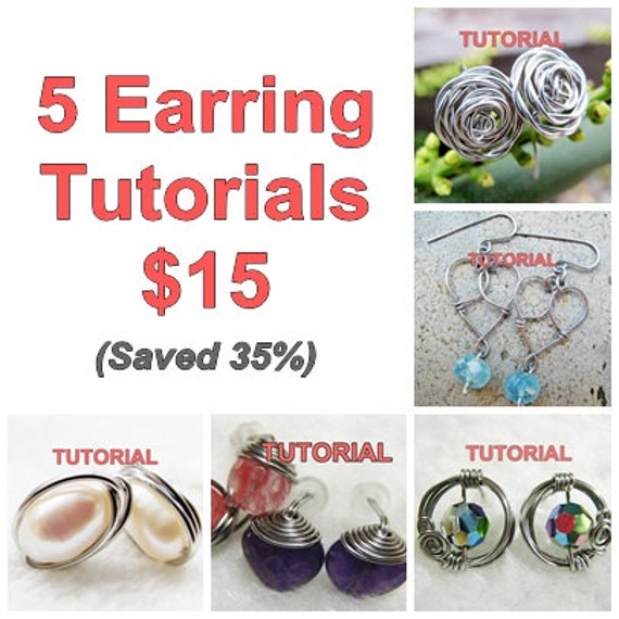 5 Earring Tutorials Package at WireBliss $15