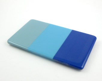 Colorful Blue Glass Spoon Rest - Handmade Blue Fused Glass Spoon Rest Butter Dish