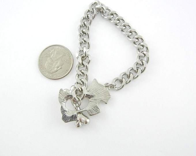 Scottie Dog Toggle Bracelet Rhinestones Silver-tone 7 inch