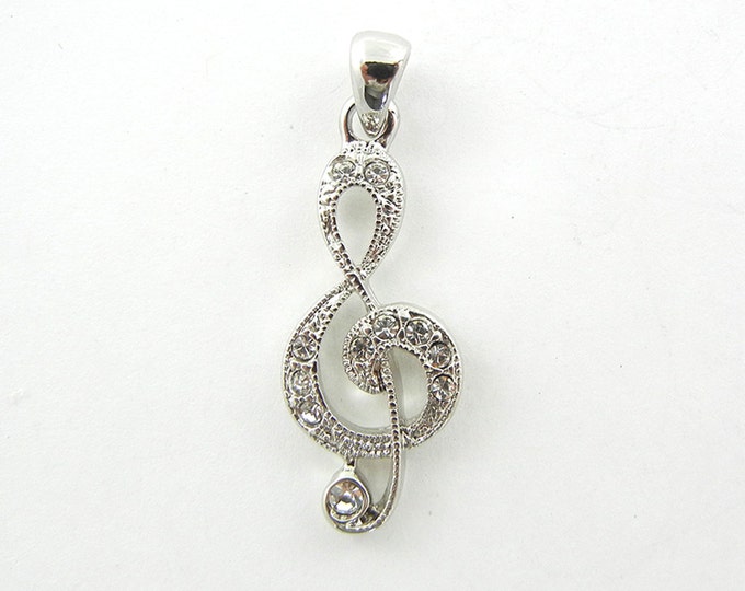 Silver-tone Gclef Music Symbol Pendant