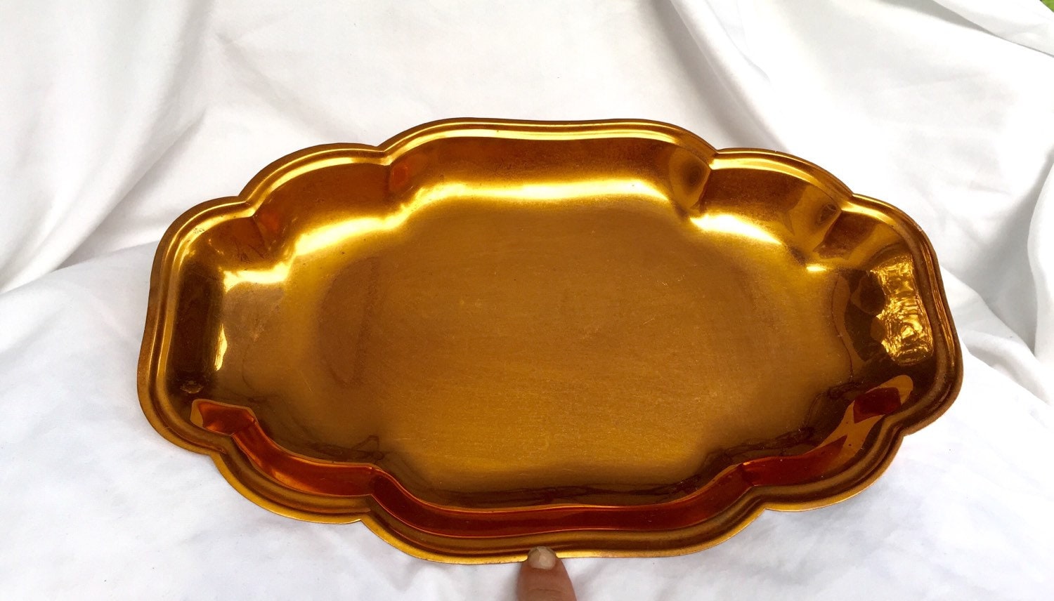 VINTAGE COPPER TRAY Solid Copper Fluted Edge Tray by Coppercraft of