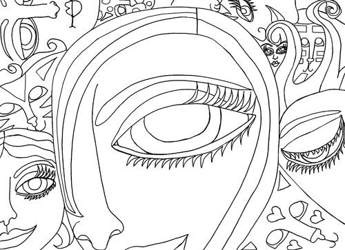  cat  lovers coloring  page  coloring  cats  lady woman abstract 