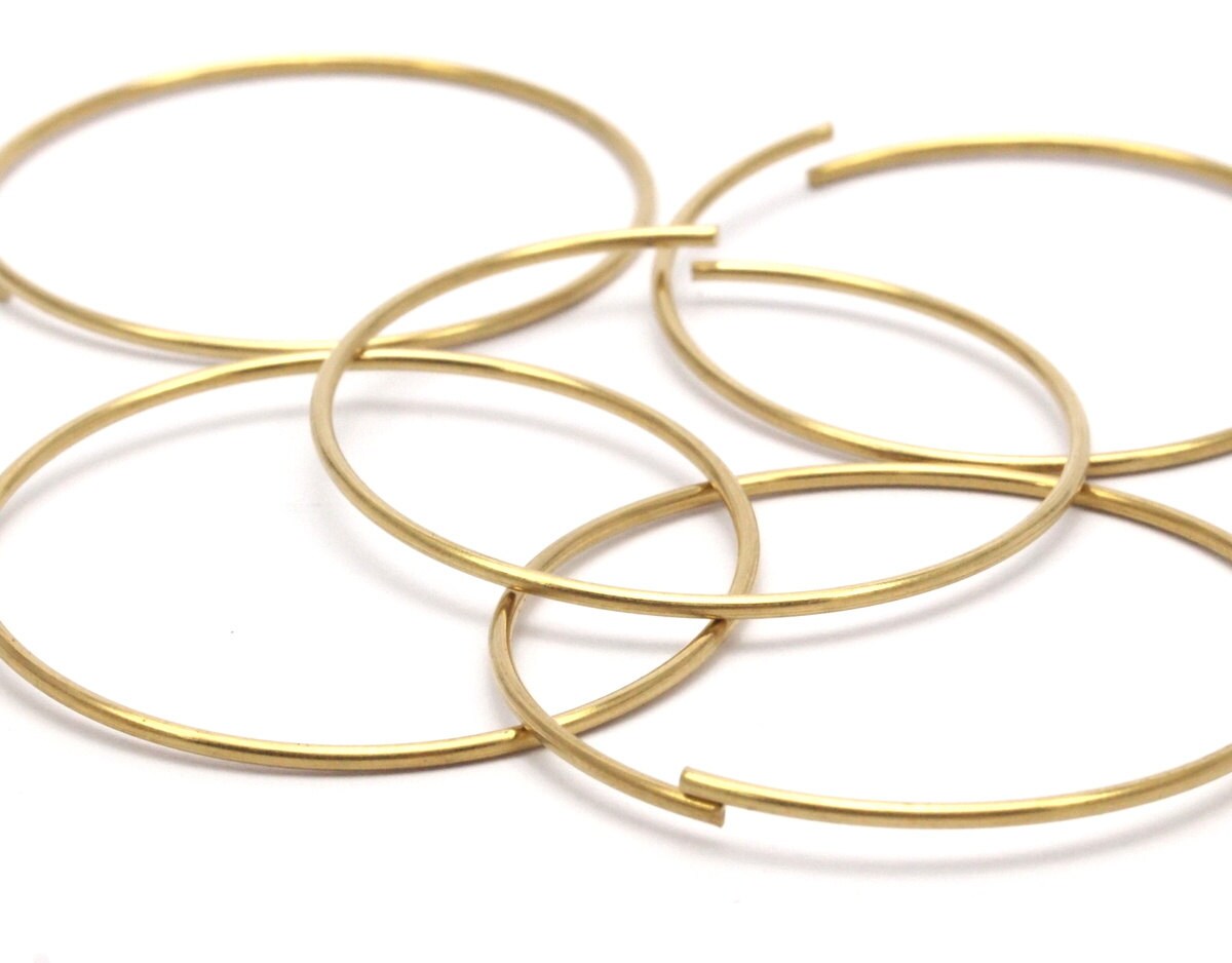 40mm Wire Hoops 12 Raw Brass Wire Hoops 40x1.2mm Bs 1231