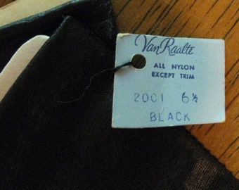 Vintage Van Raalte Black Nylon Gloves - Size 6 1/2 - Never Worn!