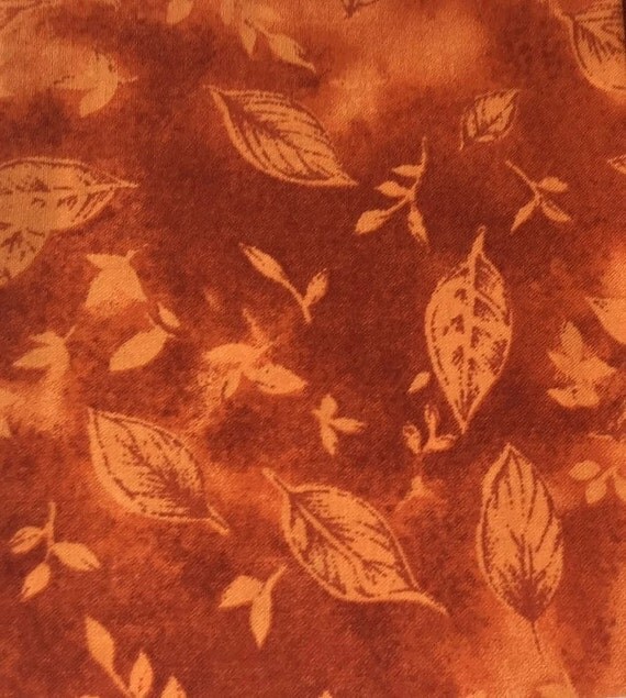 Items similar to Orange rusty leaf fabric, fat quarters, quilting