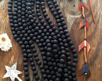 15mm Natural Black Lava Rock Beads, 16" strand, 28 Lava Beads, Perfect for oil infusing and Jewelry Making / Gemstones, Yoga Jewelry