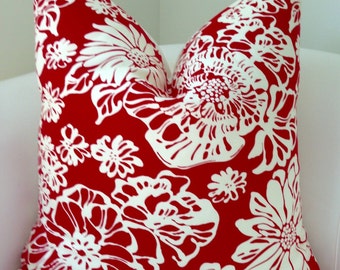 Red Pillow Cover Throw Pillow Decorative Pillow Floral Cushion