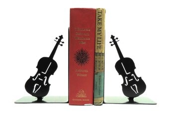 Violin Metal Art Bookends - Free USA Shipping