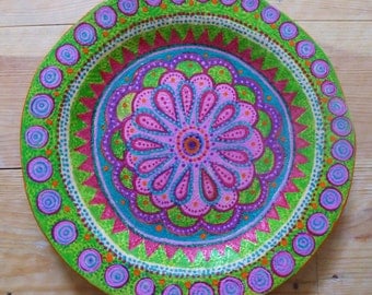 Hand-made, hand-painted plate.