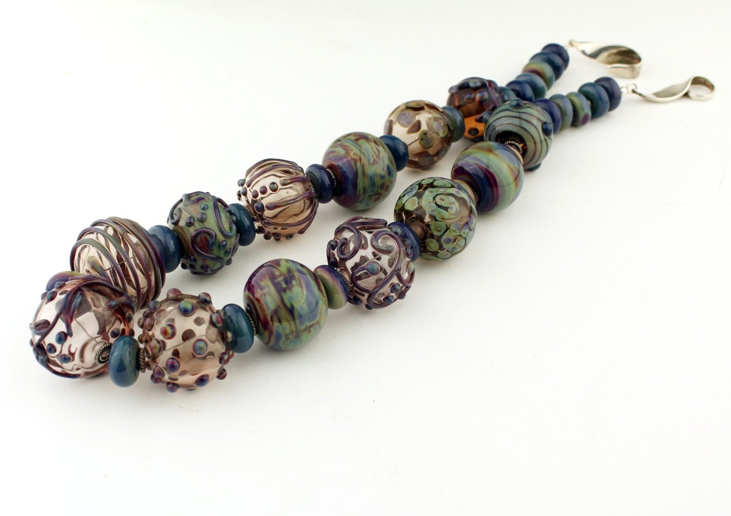 Lampwork Necklace Beaded Jewelry Hollow Glass Beads Purple