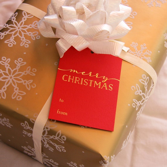 holiday christmas gift tag red gold xmas tag gold foil holiday christmas gift tag red gold xmas tag gold foil