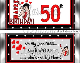 Betty Boop Inspire 50th Birthday Party Favors Hershey's Candy Bar Wrappers