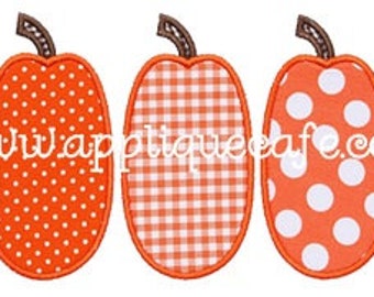 342 Pumpkin Trio Machine Embroidery Applique Design