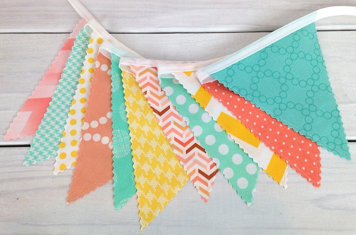 Bunting Fabric Banner Flags Photo Prop Baby Nursery Decor