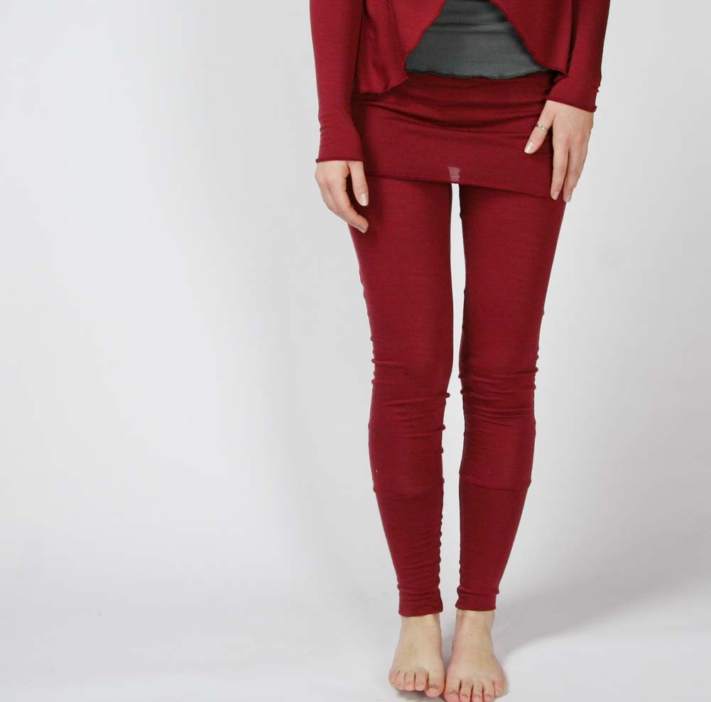 wool leggings with skirt and cuffs MERINO by sandmaidensleepwear