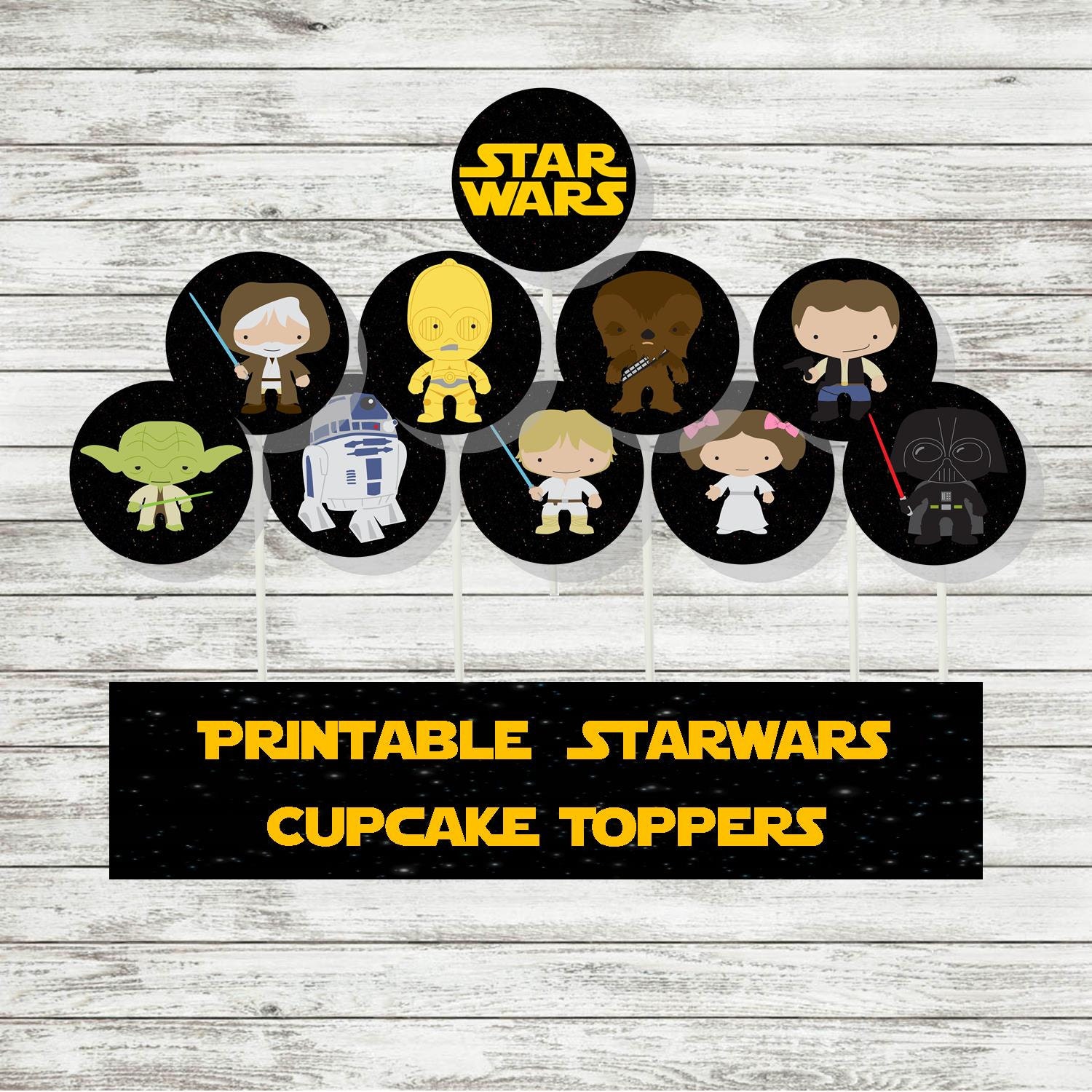 PINK STAR WARS Party Cupcake Toppers Printable Download
