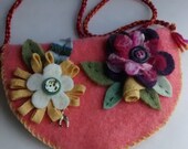 Wool Felted Purses For Children/Coral/Zipper/Girl/Easter/Free Shipping With Purchase Of Another Item/Ready To Ship