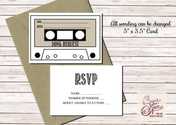 RSVP Song Request Cassette Tape RSVP Song by SugarSpiceInvitation