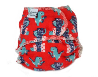 Dinosaur One Size Fitted Cloth Diaper, Flannel