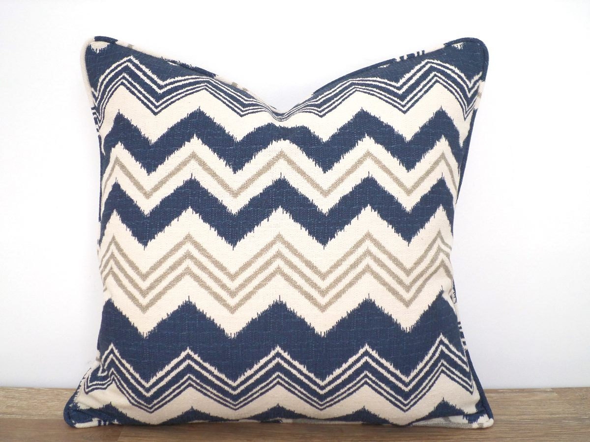 Blue throw pillow cover 18x18 geometric cushion for boy room