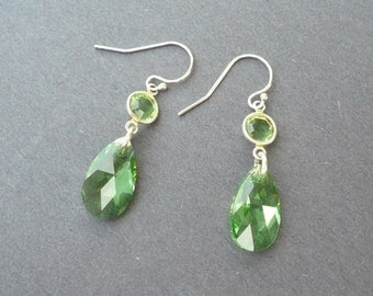 August Birthstone earrings, Swarovski Peridot Crystal