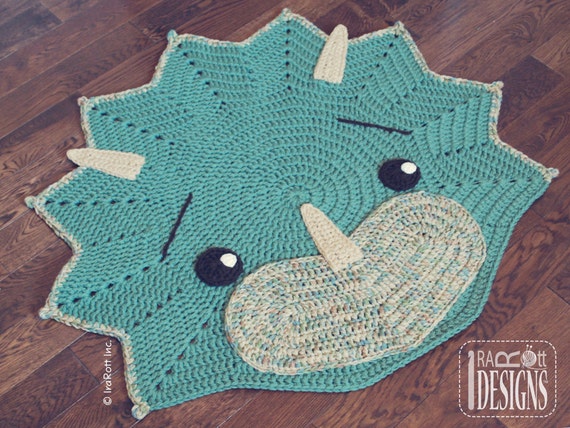 CROCHET PATTERN Cera Tops The Triceratops Dino Rug Nursery Mat Carpet PDF Crochet Pattern with Instant Download