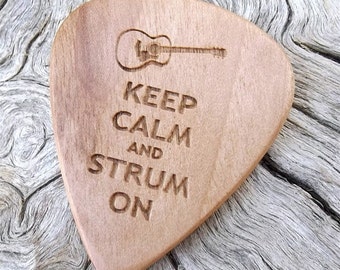Handmade Wood Guitar Pick - Premium Quality - Made From Eastern Hop Hornbeam - Laser Engraved On Each Side - Actual Pick You Will Receive
