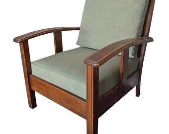 Armchair with Cushions Newly Upholstered in Vintage Canvas