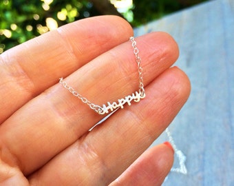HAPPY Minimalist Sterling Silver Necklace