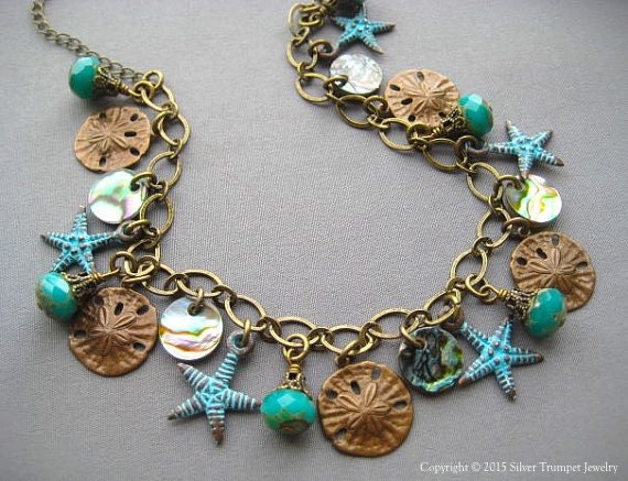 Ocean Necklace - Ocean Jewelry - Ocean Charm Necklace - Sand Dollar ...