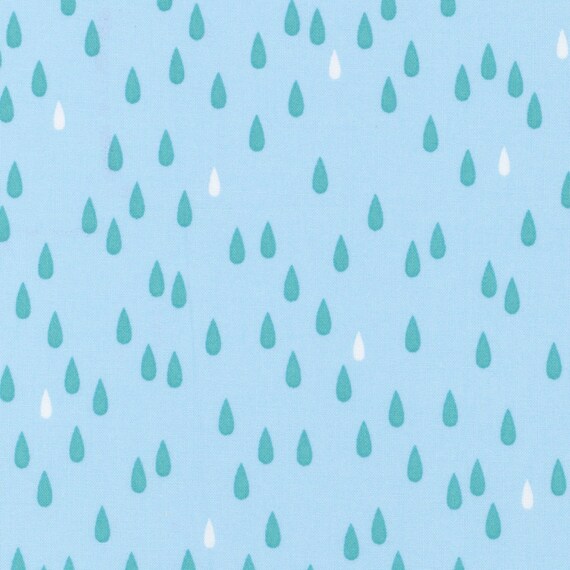 White and blue raindrops on light blue from l's modern