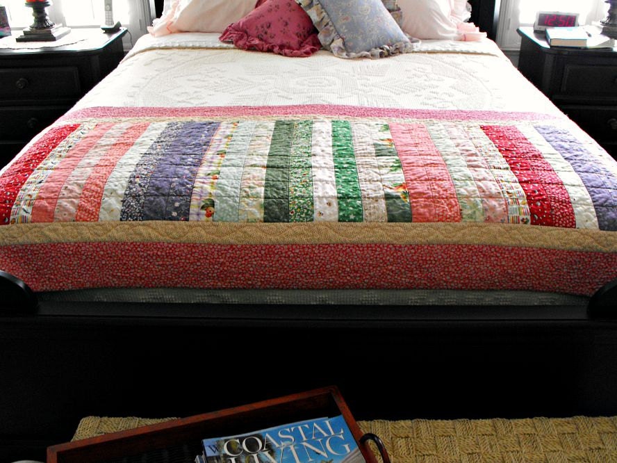 Handmade Quilted Bed Runner Queen or King Size Bed by bobann23