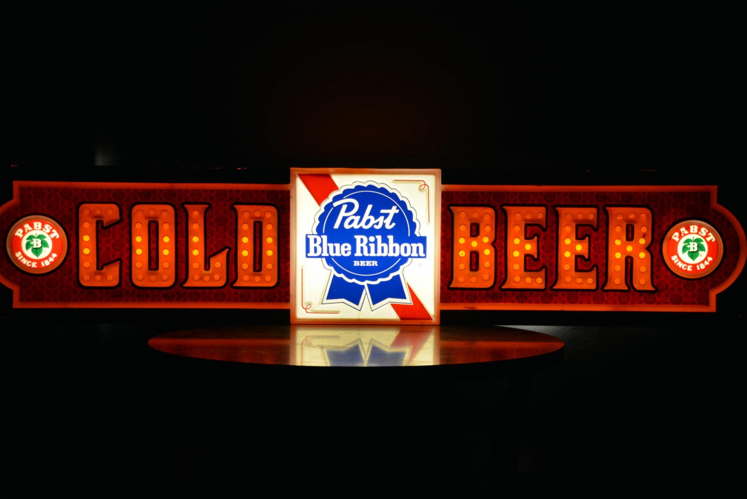 PBR Beer Electric Banner Sign Pabst Blue Ribbon Alcohol Light