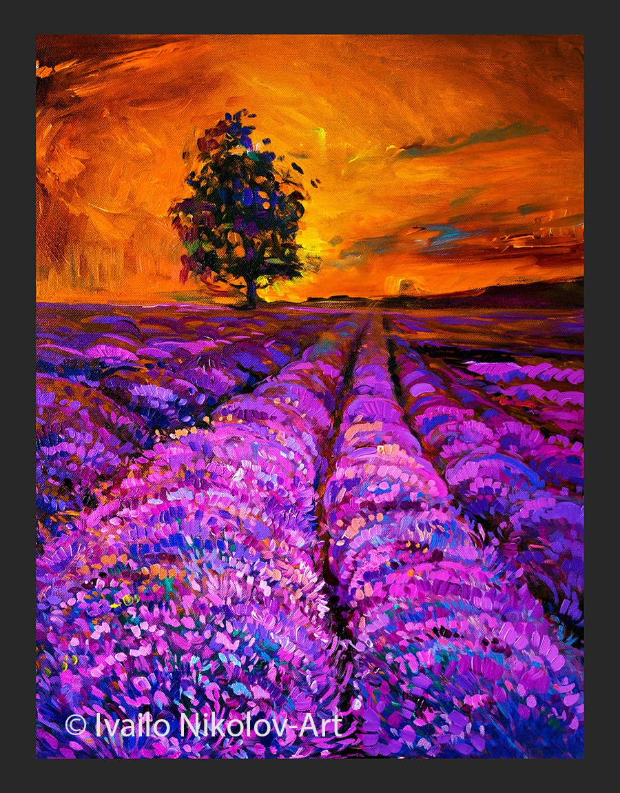 Original Lavender Oil Painting on Canvas-Beautiful day 20x16