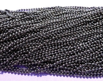 Gunmetal Ball Chain Necklaces - 24 inch - 2.4mm Diameter - Set of 10 - Gray Dark Silver Colored