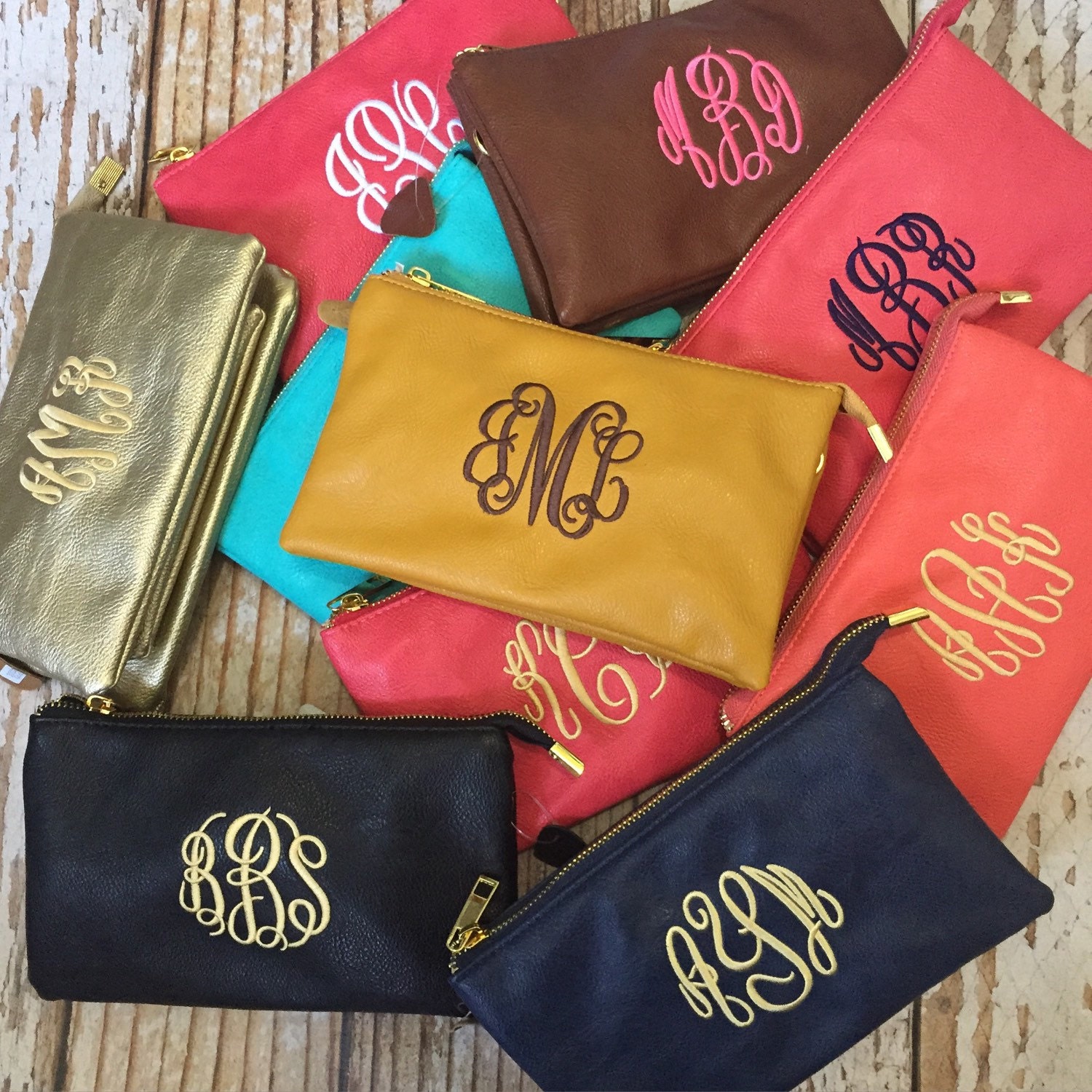 Monogrammed crossbody purse Monogram wristlet initials