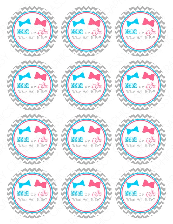 gender reveal cupcake toppers boy or girl by sassygraphicsdesigns