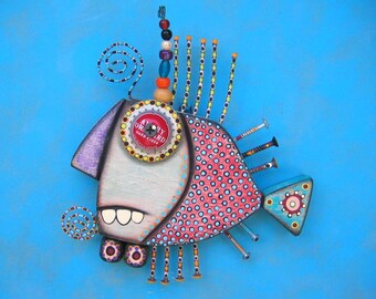 Twisted Perch III, Original Found Object Wall Sculpture, Wood Carving, Wall Decor, Animal Sculpture, by Fig Jam Studio