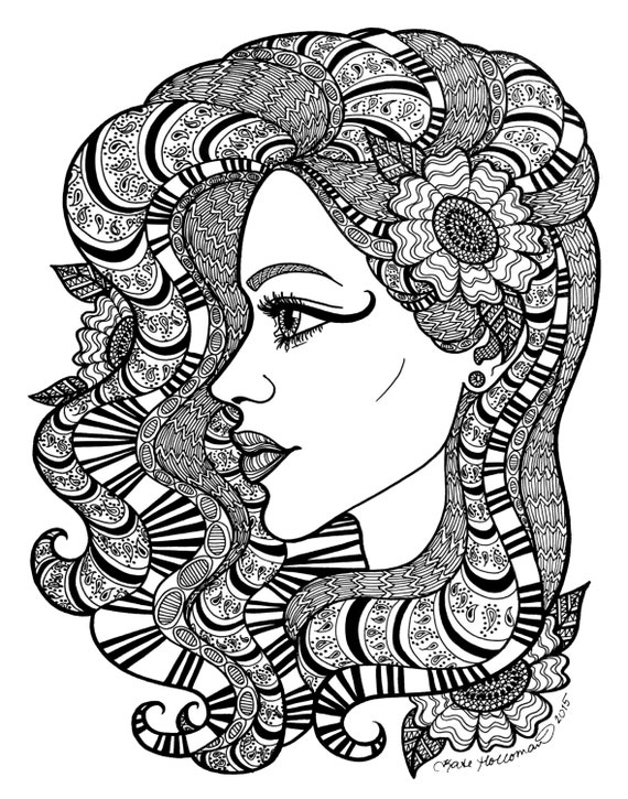 Items similar to WRAPPED IN BEAUTY - 11x14 Print Zentangle Line Art ...