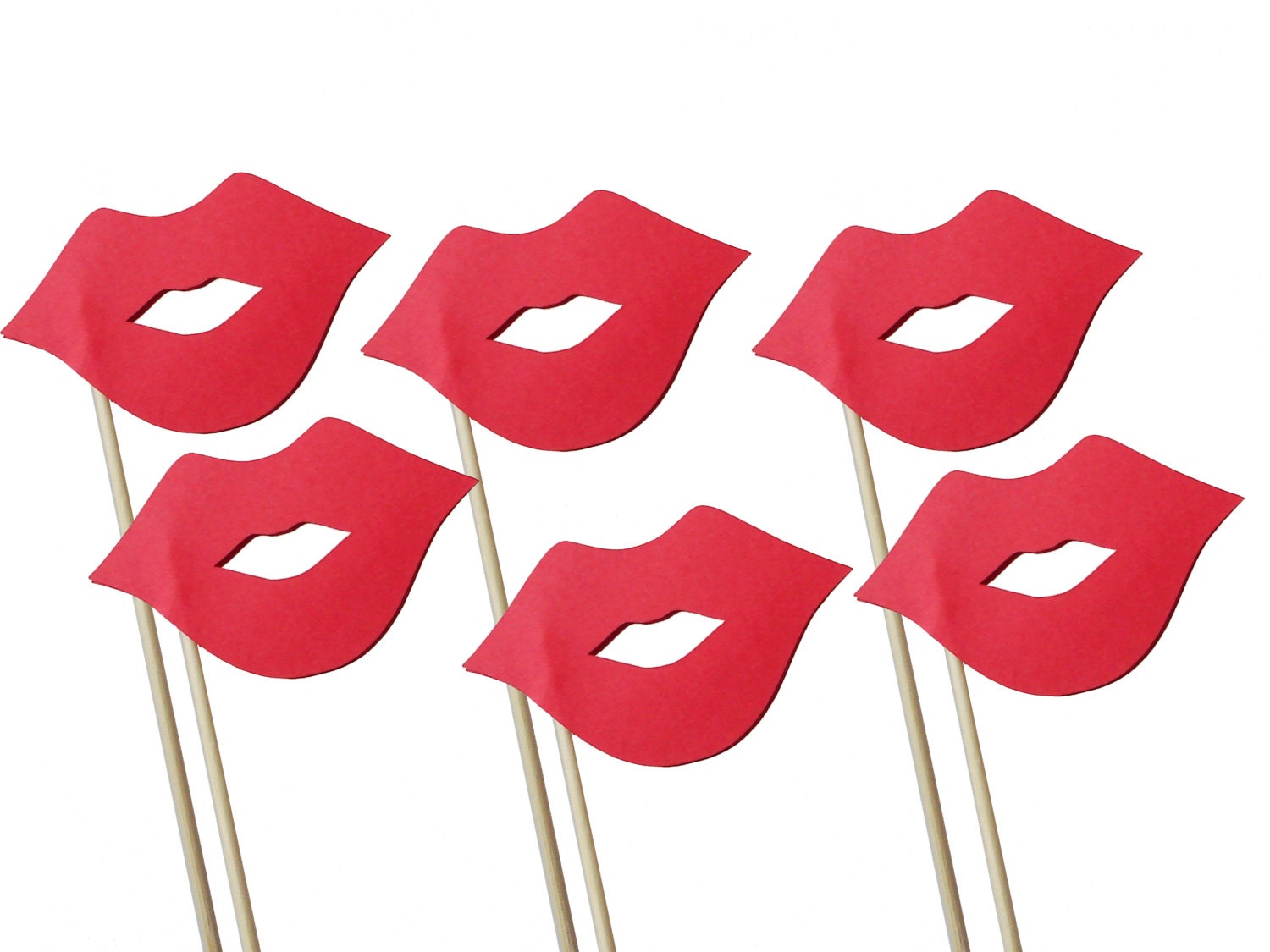 6 Red Lip Props Photo Booth Props Lips on a Stick Wedding