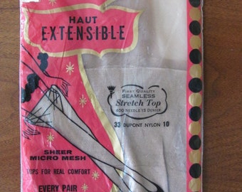 Vintage 60's First Quality Seamless Stretch Top Nylons - size 10 - Stockings - Nylons - Panty Hose - Women - Accessories