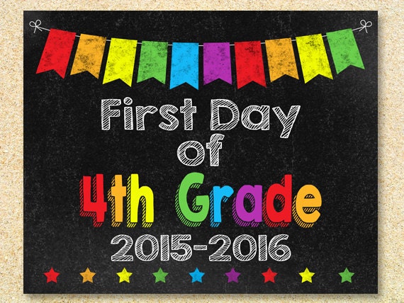 Items similar to First Day of 4th Grade Chalkboard sign, Instant ...